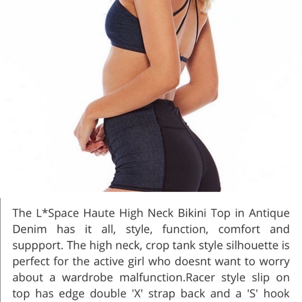 NEW • L*Space • Haute Tank Bikini Top Denim Small - Picture 2 of 3